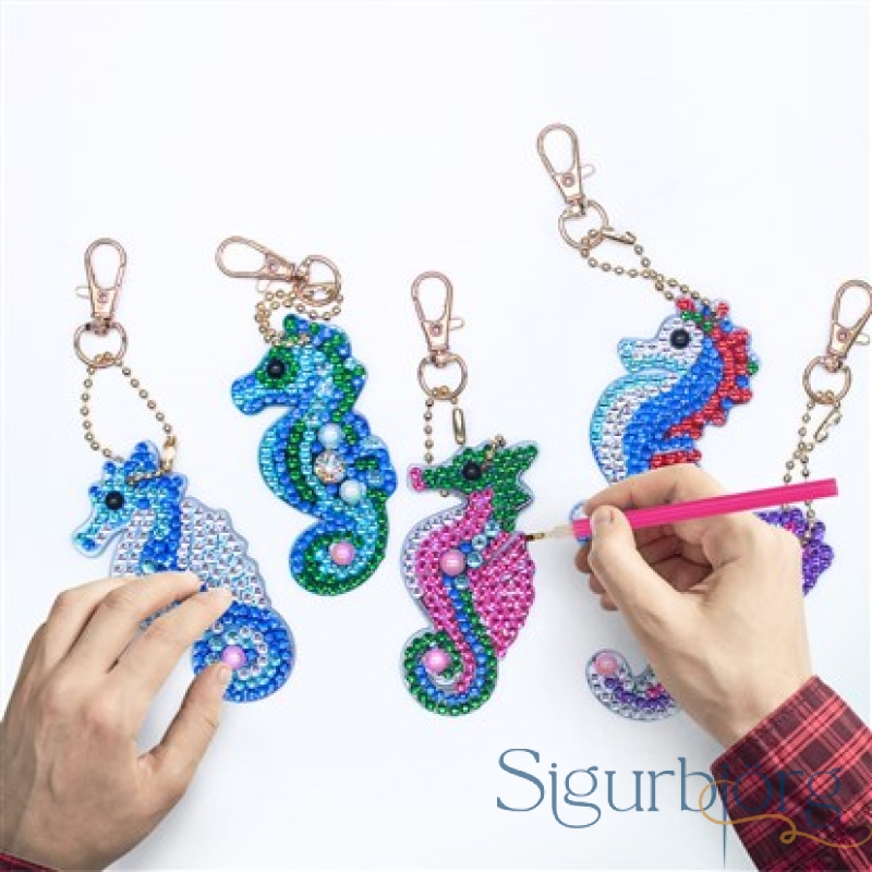 Lyklakippur-"diamond painting" - Sæhestar