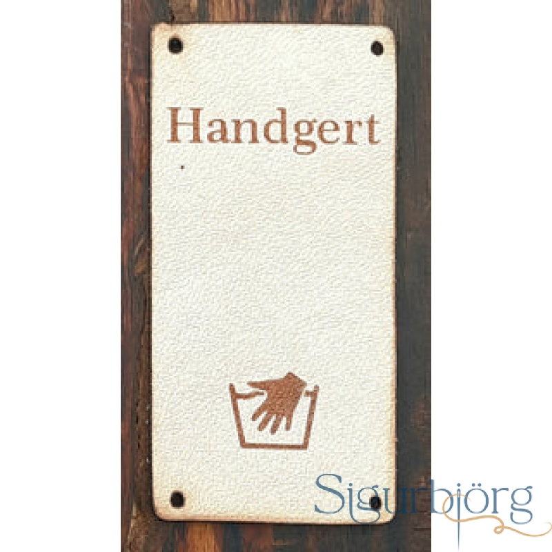 Leður merki - Stórt "handgert"