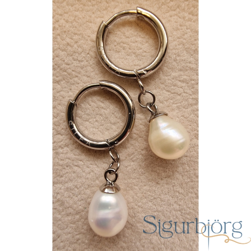 My pearl prjónamerki/Eyrnalokkar - Læknastál, Hvít