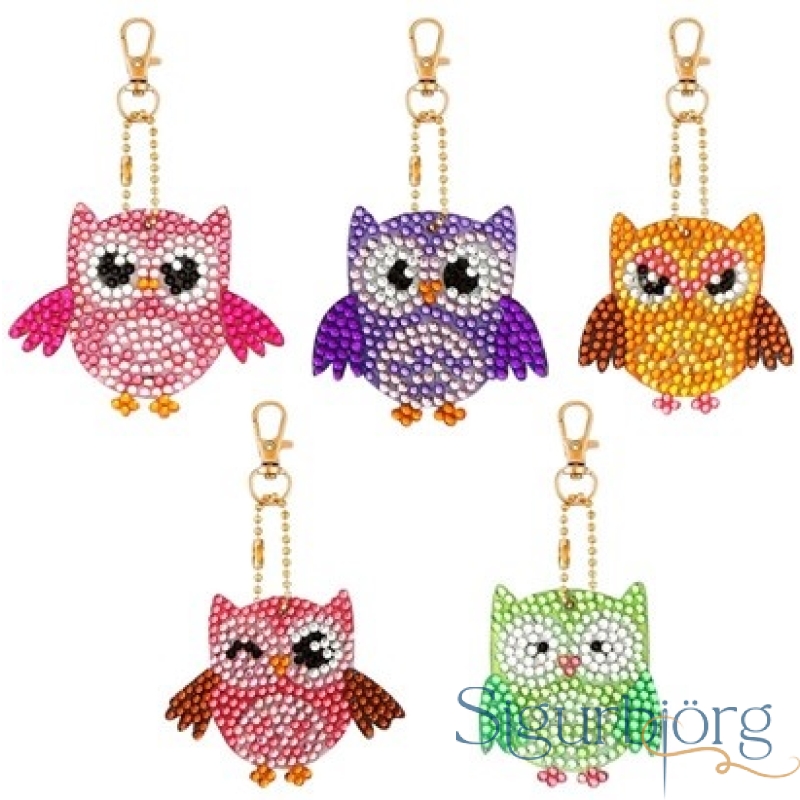 Lyklakippur-"diamond painting" - Uglur