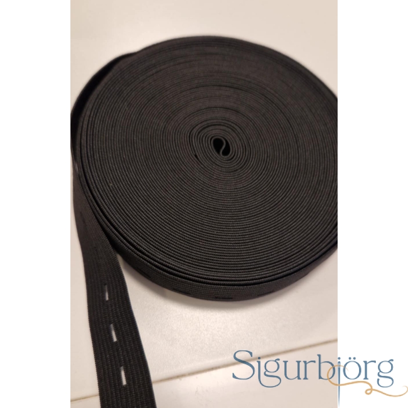 Teygja  með götum. svört