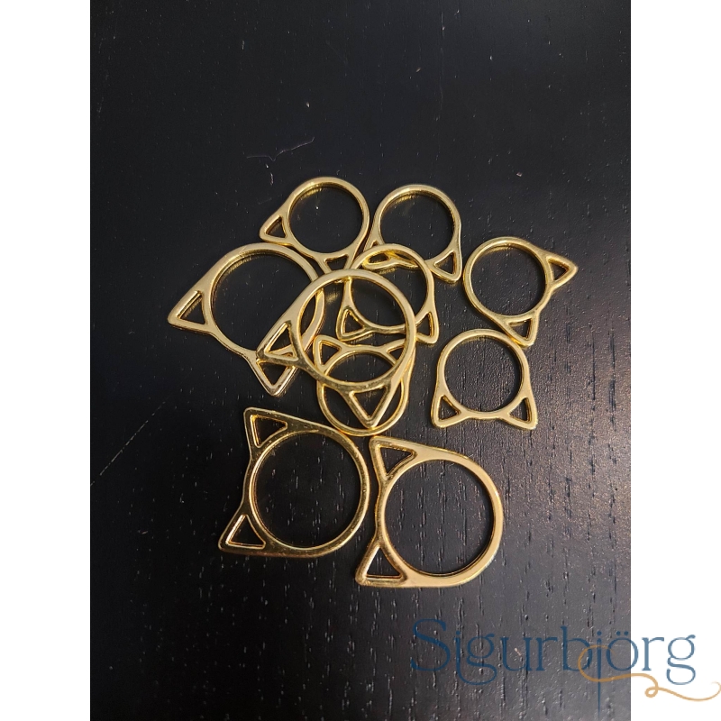 Prjónamerki gylltar kisur