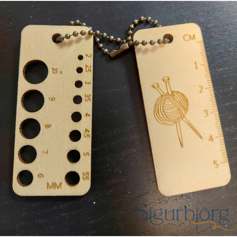 Prjónamál og cm/inch.