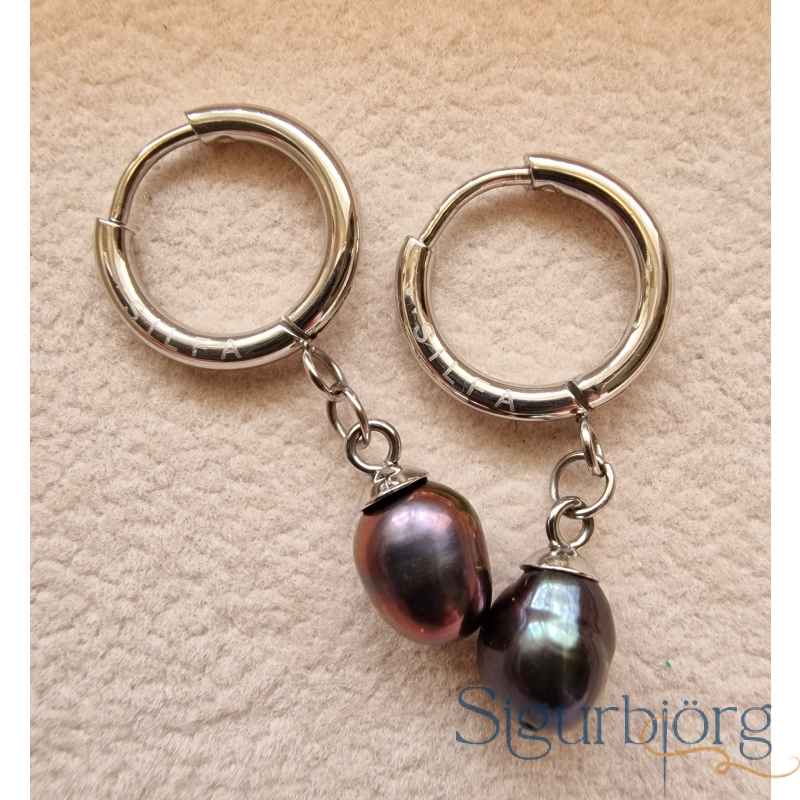 My pearl prjónamerki/Eyrnalokkar - Læknastál, Svart