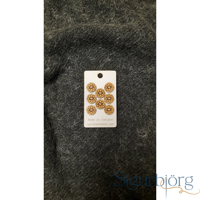 Ugla handverk tölur - 21mm., Blóm